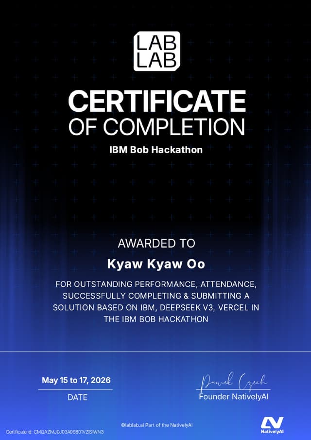 IBM Bob Hackathon Certificate of Completion